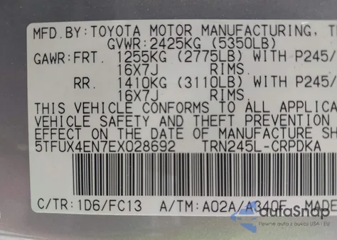 2014 Toyota Tacoma from USA, damaged, VIN 5TFUX4EN7EX028692